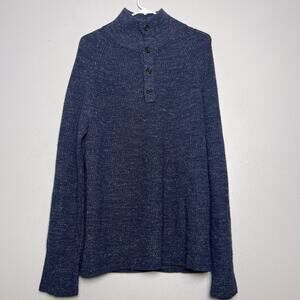 Banana Republic Men's Wool Linen Waffle Knit Sweater Blue Sz L casual office